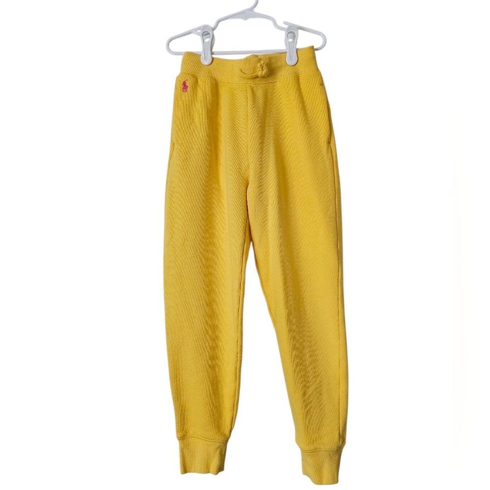 Polo Ralph Lauren Girls Yellow Tapered Leg Preppy Jogger Pants,‎ Size M (8-10)